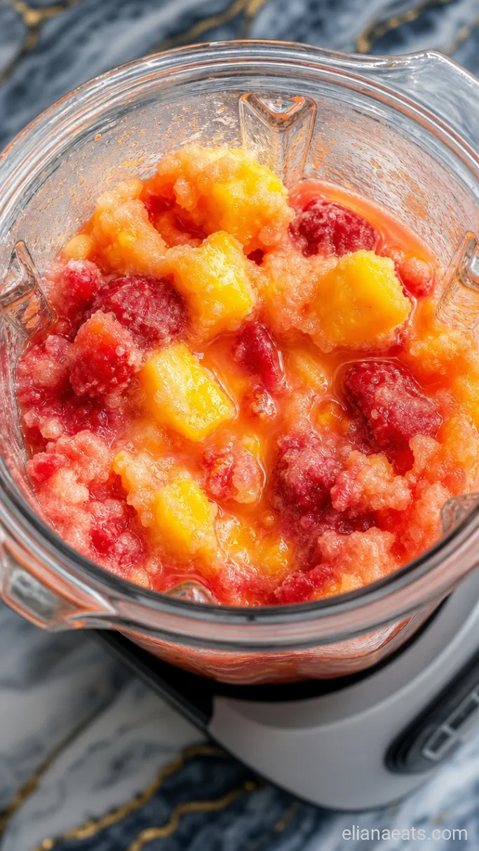 Step 1: Blend the Frozen Fruit and Juices