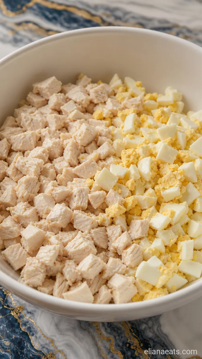 Step 1: Chop the Chicken and Eggs