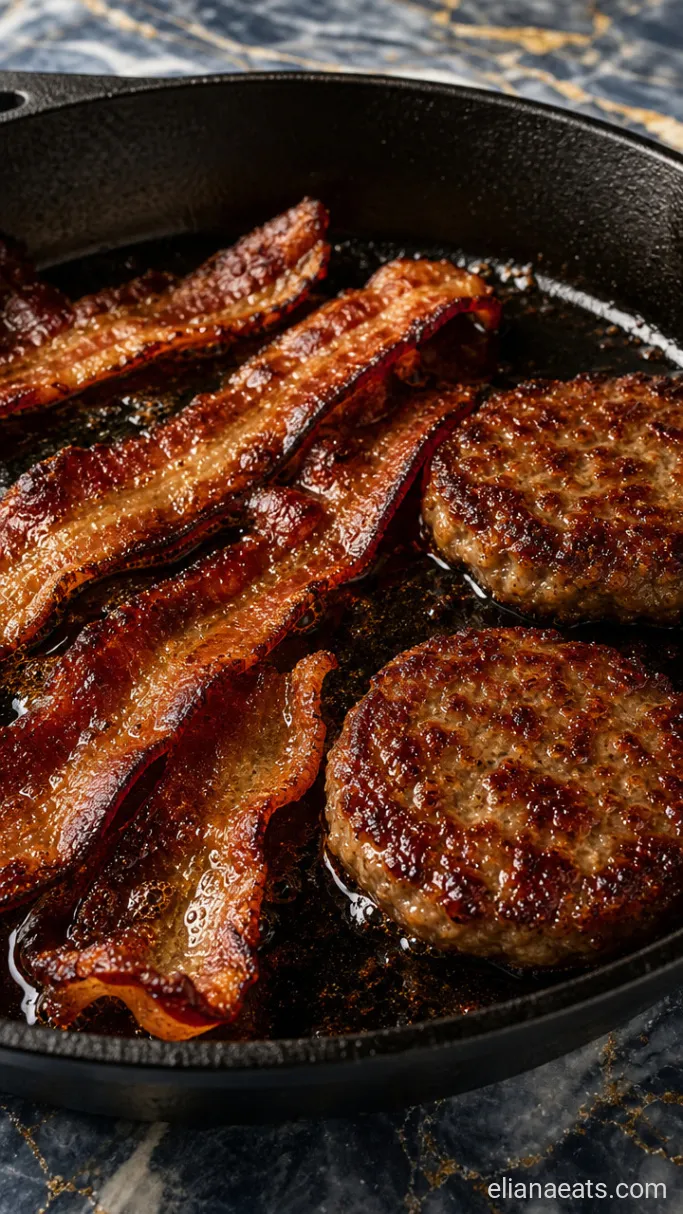 Step 1: Crisp the Bacon and Sausage