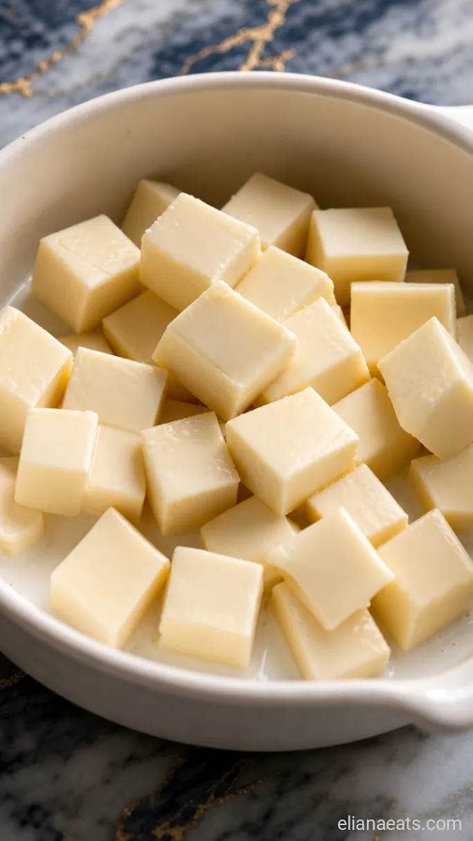 Step 1: Cube and Warm the Cheeses