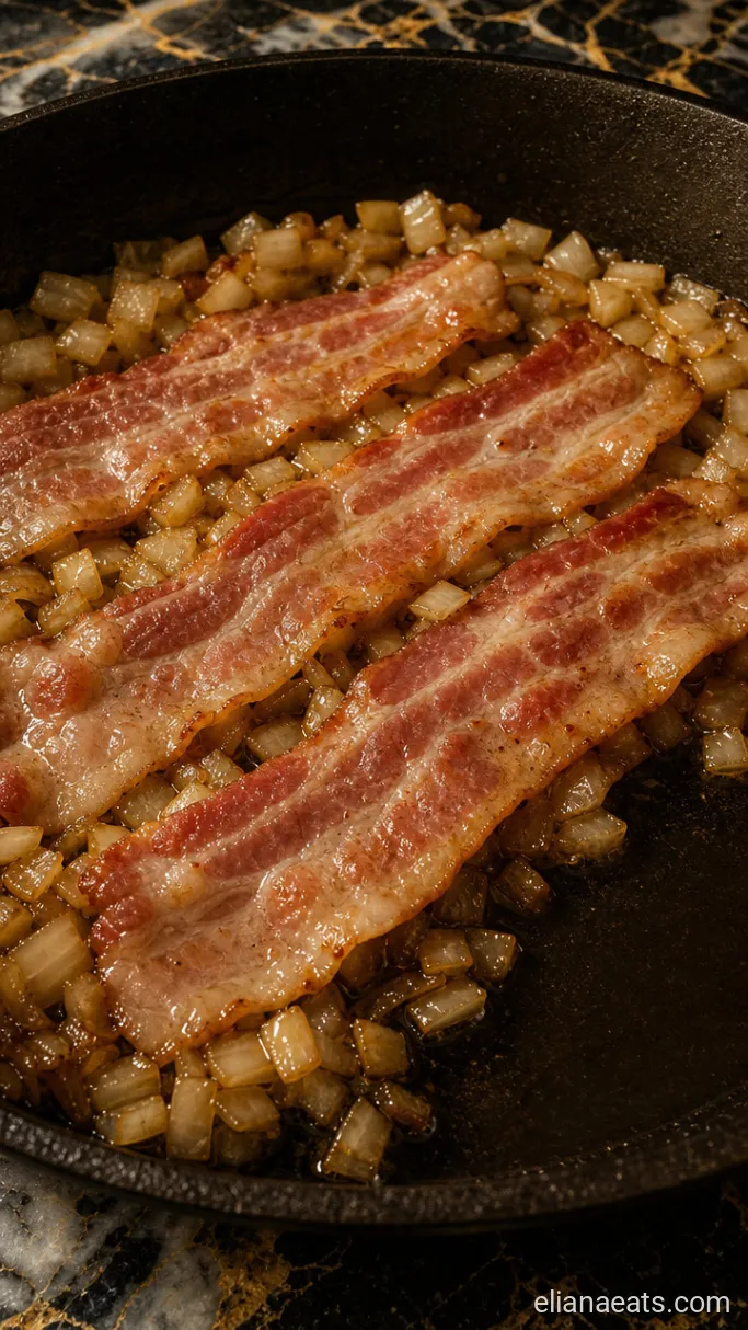 Step 1: Render the Bacon and Soften the Onion