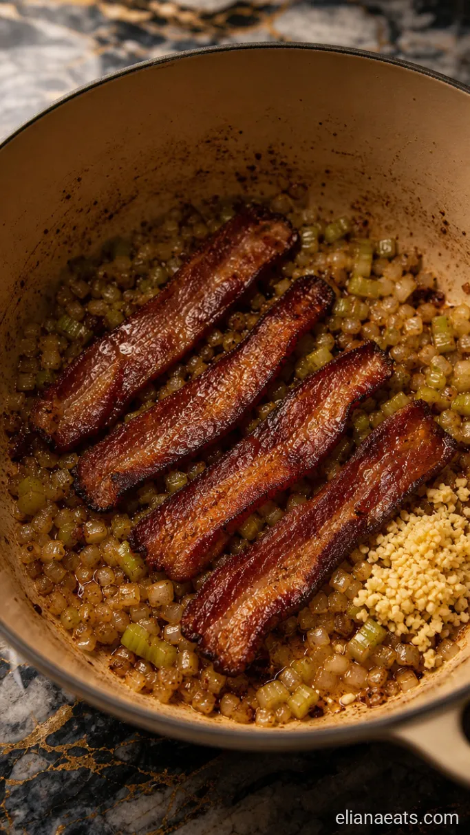 Step 1: Render the Bacon and Soften the Vegetables