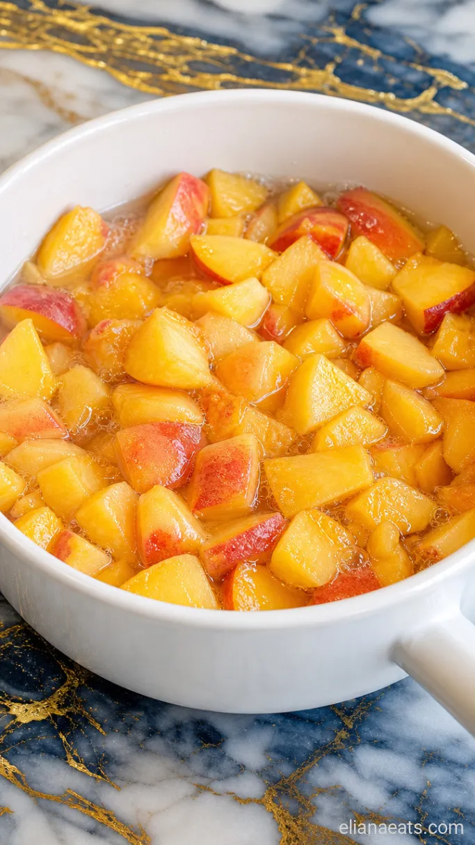 Step 1: Simmer the Peach Syrup