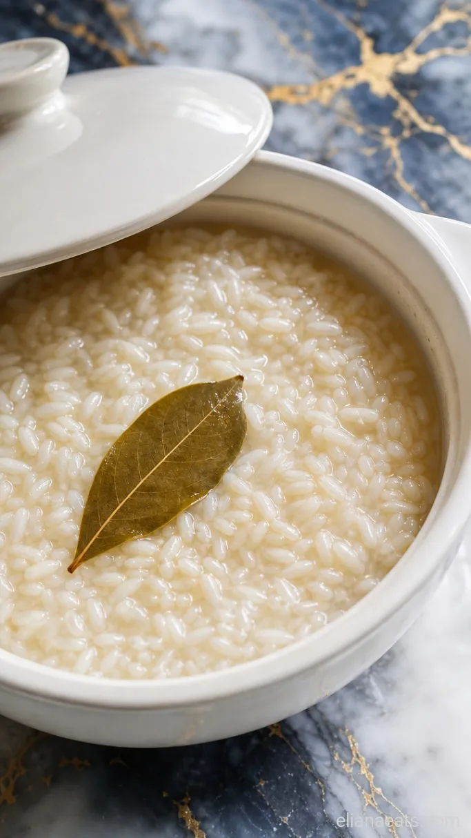 Step 2: Simmer the Rice with Bay Leaf