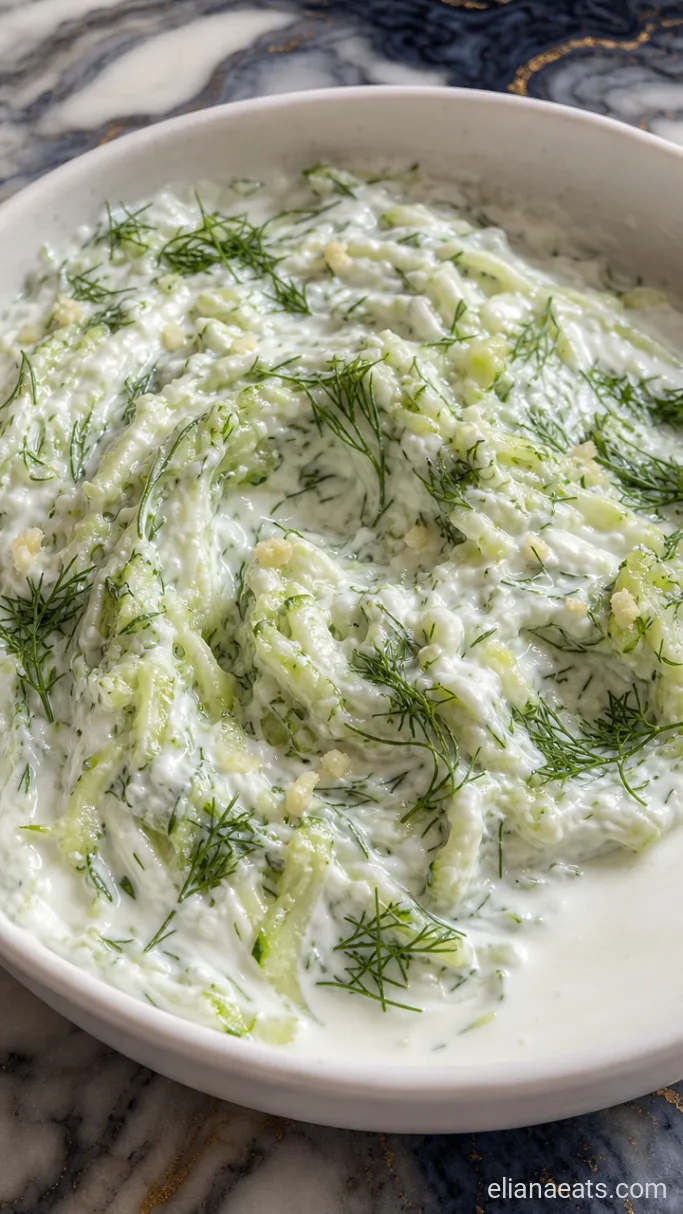 Step 3: Fold in the Garlic, Cucumber, and Dill