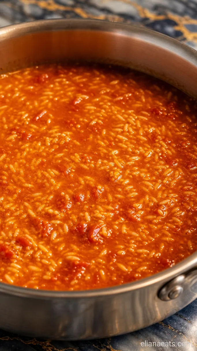 Step 3: Simmer the Rice in Tomato Broth