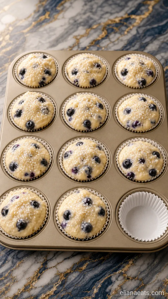 Step 4: Fill the Muffin Cups and Add the Sugar Crust
