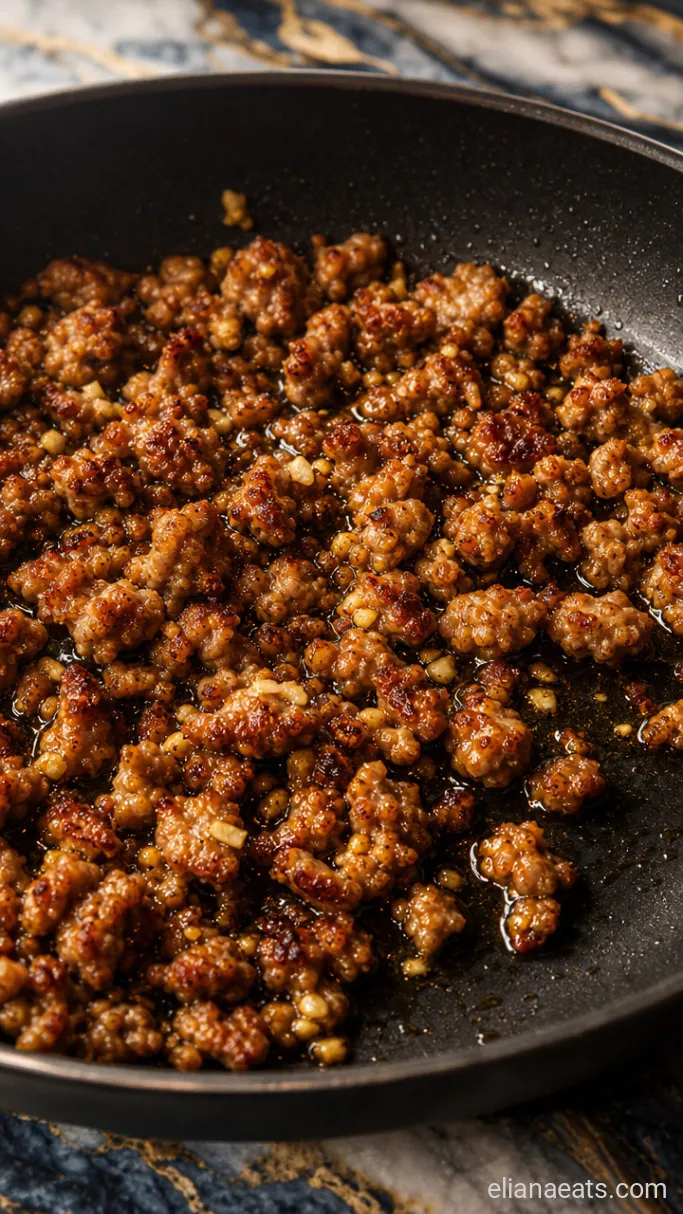 Step 1: Brown the Sausage and Garlic