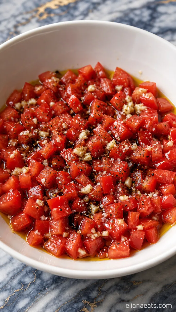Step 1: Dice the Tomatoes and Build the Topping