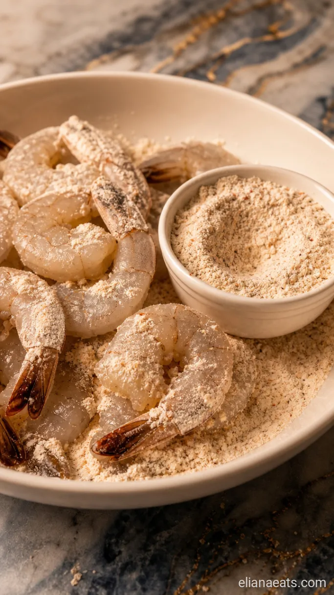 Step 1: Season and Dredge the Shrimp