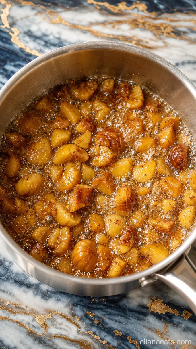 Step 1: Simmer the Chestnut Praline Syrup