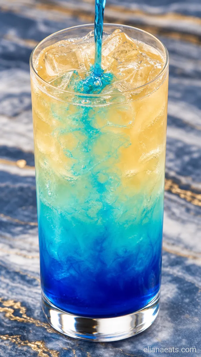 Step 3: Pour and Layer the Blue Curaçao