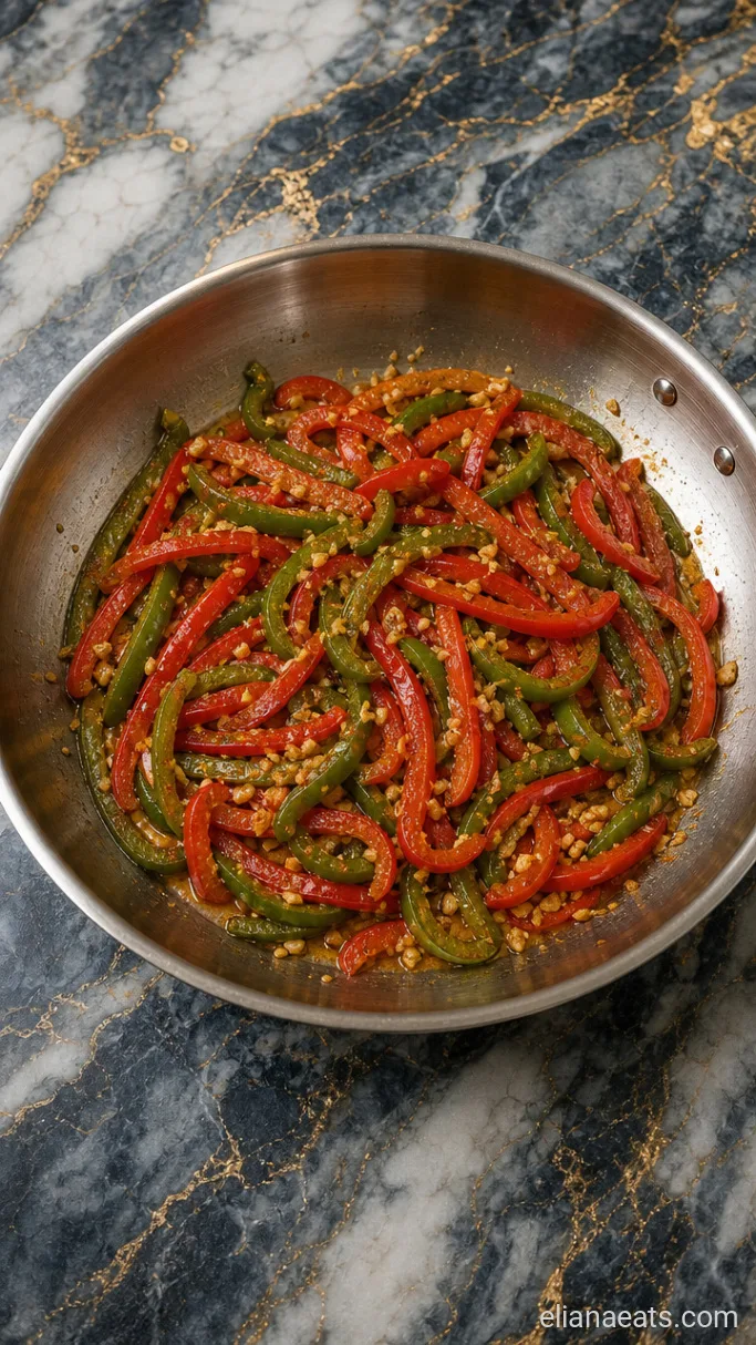 Step 3: Sauté the Peppers and Garlic