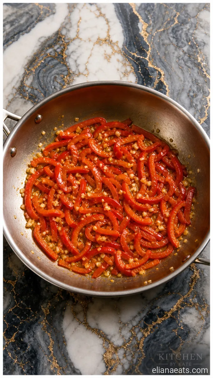 Step 3: Sauté the Peppers and Garlic